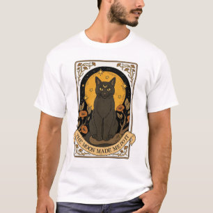 Schwarzes Katze Mond T-Shirt   Hexenästhetik Vinta