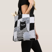 Schwarzes Katze Muster Gingham Gemischtes Karierte Tasche (Von Nahem)