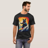 Schwarzes Katze Paddle Board T-Shirt (Vorne ganz)