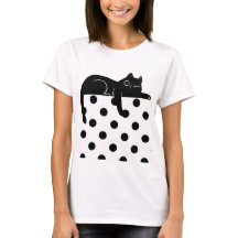 Schwarzes Katze Punkte T-Shirt