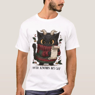 Schwarzes Katze Unartige Liste Weihnachts-Shirt T-Shirt
