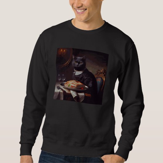 Schwarzes-Katzen-Angriff-Steak Sweatshirt (Vorderseite)
