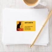 Schwarzes Katzen-Etikett, Adressaufkleber (Insitu)