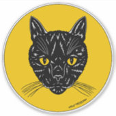 Schwarzes Katzen Gesicht Aufkleber (Vorderseite)
