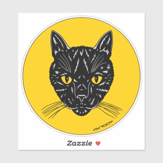 Schwarzes Katzen Gesicht Aufkleber (Blatt)