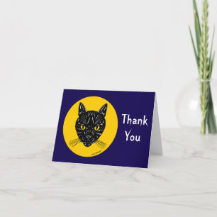 Schwarzes Katzen Gesicht Dankeskarte