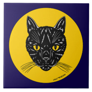 Schwarzes Katzen Gesicht Fliese