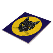 Schwarzes Katzen Gesicht Fliese (Seite)