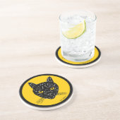 Schwarzes Katzen-Gesicht Getränkeuntersetzer (Seite)