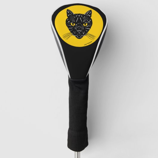 Schwarzes Katzen-Gesicht Golf Headcover (Vorderseite)