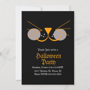 Schwarzes Katzen-Gesicht Halloween Geburtstagsfeie Einladung