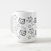 Schwarzes Katzen-Gesicht Kaffeetasse (Vorderseite Links)