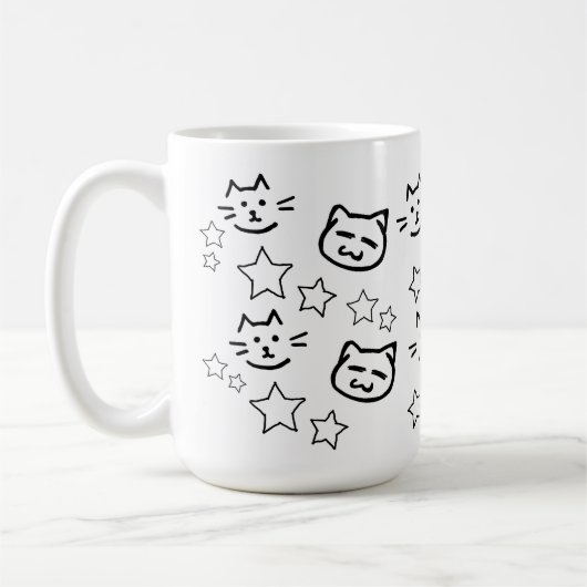 Schwarzes Katzen-Gesicht Kaffeetasse (Links)