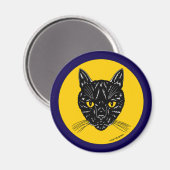 Schwarzes Katzen Gesicht Magnet (Vorderseite/Rückseite)