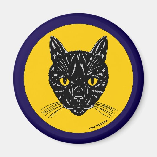 Schwarzes Katzen Gesicht Magnet (Vorne)