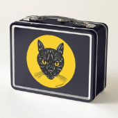 Schwarzes Katzen Gesicht Metall Brotdose (Rückseite)