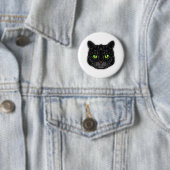 Schwarzes Katzen Gesicht mit grünen Augen trendige Button (Beispiel)