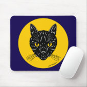 Schwarzes Katzen-Gesicht Mousepad (Mit Mouse)