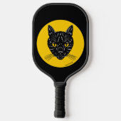 Schwarzes Katzen Gesicht Pickleball Schläger (Rückseite)