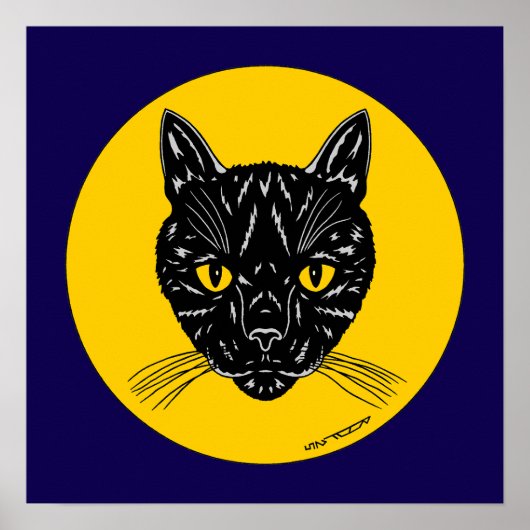 Schwarzes Katzen Gesicht Poster (Vorne)