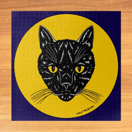 Schwarzes Katzen Gesicht Puzzle