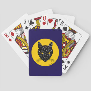 Schwarzes Katzen Gesicht Spielkarten