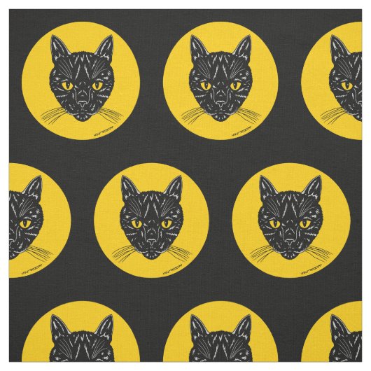 Schwarzes Katzen-Gesicht Stoff (Muster)