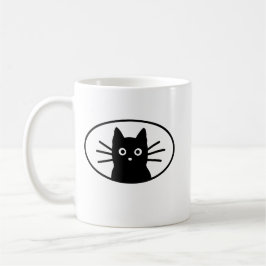 Schwarzes Katzen-Gesicht süß Minimalist | Kawaii K Kaffeetasse