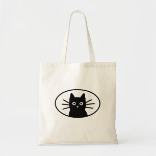 Schwarzes Katzen-Gesicht süß Minimalist Kawaii K Tragetasche