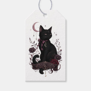Schwarzes Katzen-Gotik-Geschenk-Tag Geschenkanhänger