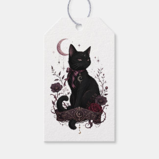 Schwarzes Katzen-Gotik-Geschenk-Tag Geschenkanhänger