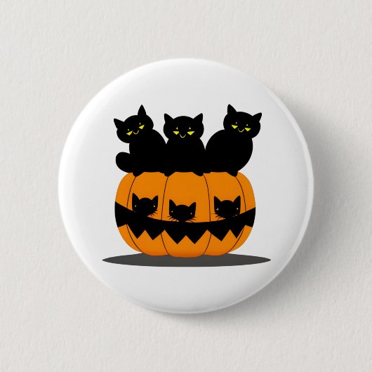 Schwarzes Katzen Halloween Button (Vorderseite)