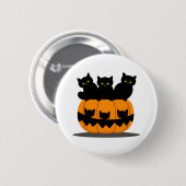 Schwarzes Katzen Halloween Button (Vorne & Hinten)