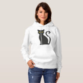 Schwarzes Katzen Halloween Hoodie (Vorne ganz)