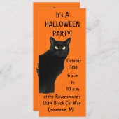 Schwarzes Katzen-Halloween-Party Einladung (Vorne/Hinten)