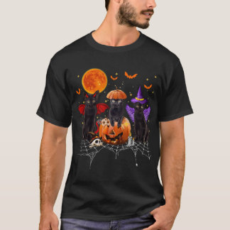 Schwarzes Katzen Halloween, schwarze Katze auf Kür T-Shirt