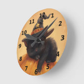 Schwarzes Katzen Halloween Wall Uhr schlafen (Winkel)