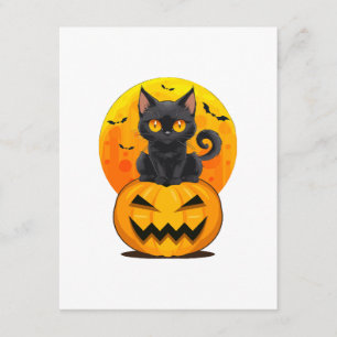 Schwarzes Katzen-Kürbis-Halloween-Kostüm Begleitkarte