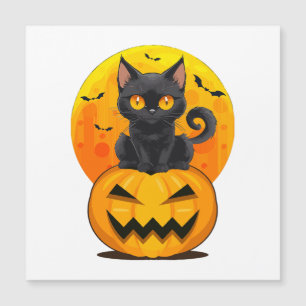 Schwarzes Katzen-Kürbis-Halloween-Kostüm  Magnetkarte