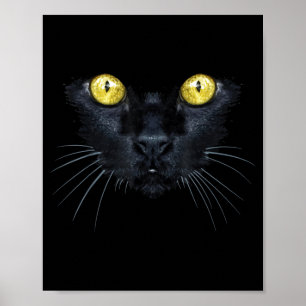Schwarzes Katzen-Shirt Halloween Gruselige Gelbe A Poster