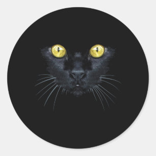 Schwarzes Katzen-Shirt Halloween Gruselige Gelbe A Runder Aufkleber
