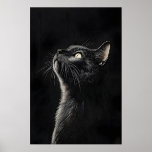 Schwarzes Katzenbild mit Stimmung, Vintage-Gothic- Poster