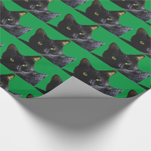 Schwarzes katzengeflecktes glänzendes Wrapping-Pap Geschenkpapier (Ecke)