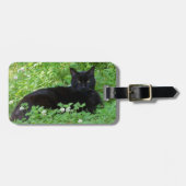 Schwarzes Katzengepäcketikett Gepäckanhänger (Vorderseite horizontal)