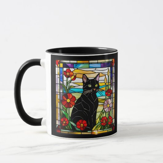 Schwarzes Katzenglas Tasse (Links)