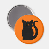 Schwarzes KatzenHalloween niedlich Magnet (Vorderseite/Rückseite)