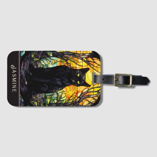 Schwarzes katzenhartes Glas gelb Gepäckanhänger (Vorderseite (Horizontal))