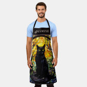 Schwarzes katzenhartes Glas gelb Schürze (Getragen)