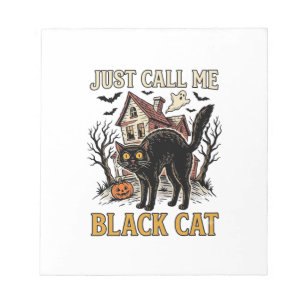 Schwarzes Katzenkostüm Spukhaus Lustiger Halloween Notizblock