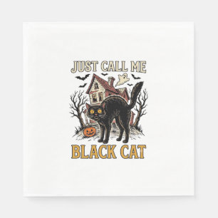 Schwarzes Katzenkostüm Spukhaus Lustiger Halloween Serviette